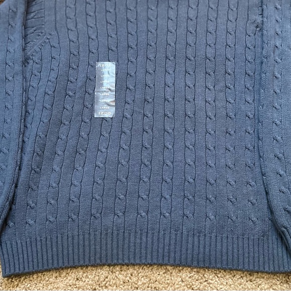 Men’s Izod Cable Knit L/S Crewneck Pullover 100% Cotton Sweater/Sz L-NWT-Quick - Picture 12 of 14
